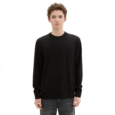 блуза,мъжки,пуловери,tom,tailor,basic,crewneck,knit,sweater,black,(black)