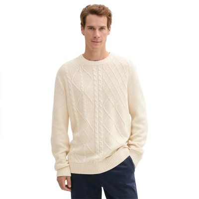 блуза,мъжки,пуловери,tom,tailor,cable,crewneck,knit,sweater,beige