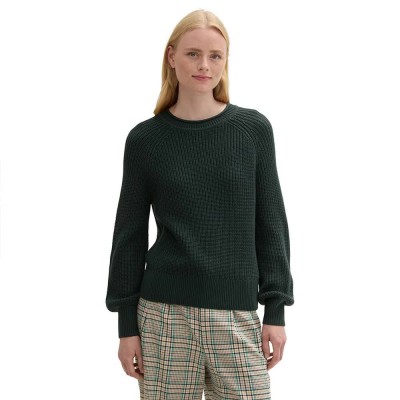 блуза,дамски,пуловери,дамски,плетени,дрехи,tom,tailor,crew,neck,sweater,dark,gable,green,(green)