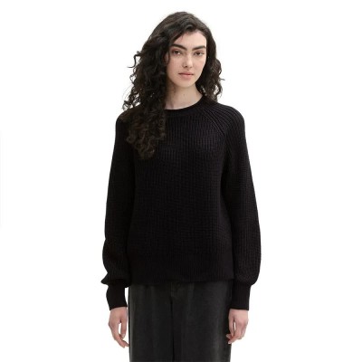 блуза,дамски,пуловери,дамски,плетени,дрехи,tom,tailor,crew,neck,sweater,black