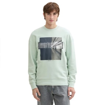 блуза,мъжки,пуловери,tom,tailor,relaxed,crew,neck,sweatshirt,sea,foam,(green,blue)