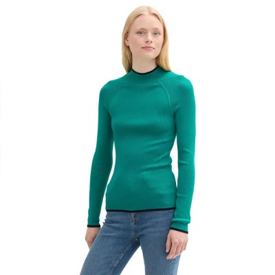 блуза,дамски,пуловери,дамски,плетени,дрехи,tom,tailor,rib,mock,neck,sweater,green,(jade,green)