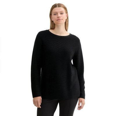 блуза,дамски,пуловери,дамски,плетени,дрехи,tom,tailor,sweater,new,ottoman,plus,sweater,black