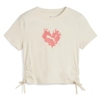 тениска,детски,тениски,puma,flaming,love,short,sleeve,t,shirt,alpine,snow,(beige)