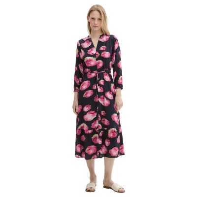 рокля,дамски,поли,и,рокли,tom,tailor,feminine,details,3,4,sleeve,long,dress,blue