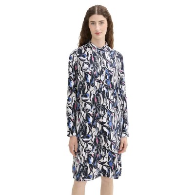 риза,с,дълъг,ръкав,дамски,поли,и,рокли,tom,tailor,printed,shirt,long,sleeve,short,dress,multicolor