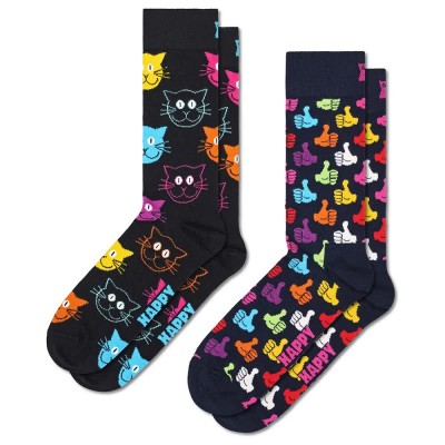 чорапи,мъжки,чорапи,happy,socks,classic,cat,crew,socks,2,pairs,black