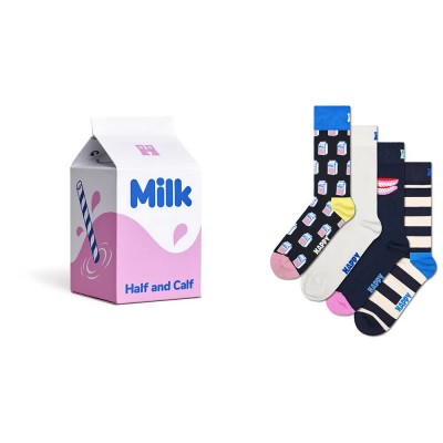 чорапи,мъжки,чорапи,happy,socks,milk,carton,gift,set,crew,socks,4,pairs,white,(multicolor)