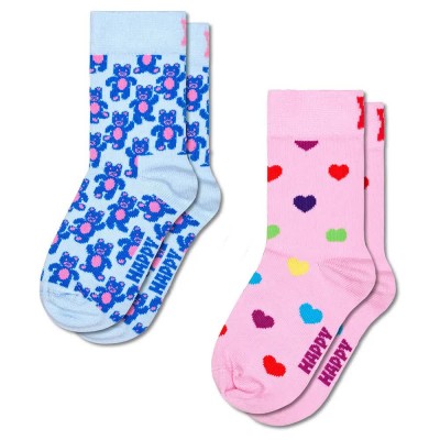 чорапи,детски,чорапи,happy,socks,teddy,bear,crew,socks,2,pairs,blue,pink,(light,blue)