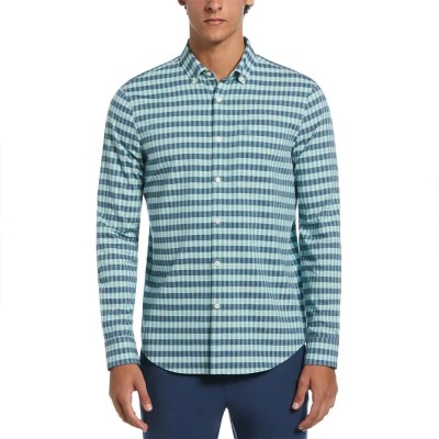 риза,с,дълъг,ръкав,мъжки,ризи,original,penguin,eco,chambray,stretch,plaid,long,sleeve,shirt,blue,haze,(green,blue)