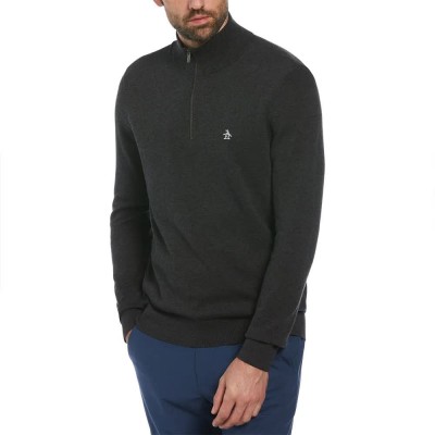 блуза,мъжки,пуловери,original,penguin,opgm9c06,half,zip,sweater,dark,charcoal,heather,(black)