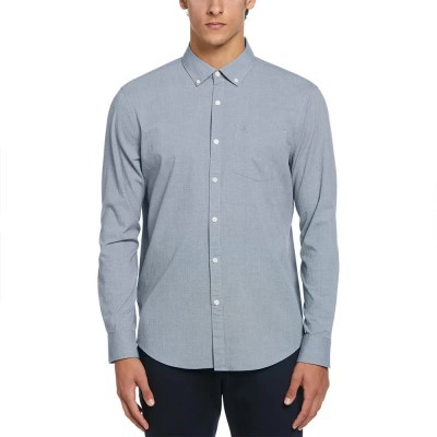 риза,с,дълъг,ръкав,мъжки,ризи,original,penguin,solid,non,solid,crinkle,long,sleeve,shirt,blue