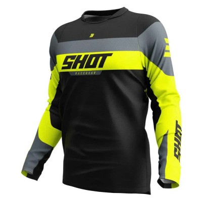 блуза,с,дълъг,ръкав,мъжки,тениски,дамски,тениски,shot,devo,league,long,sleeve,jersey,yellow,black,(neon,yellow)