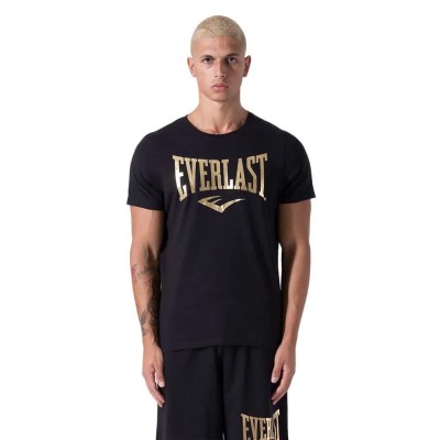 тениска,мъжки,тениски,everlast,fitted,logo,short,sleeve,t,shirt,metallic,gold,(black)