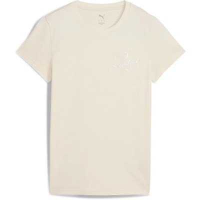 тениска,дамски,тениски,puma,ess,script,short,sleeve,t,shirt,alpine,snow,(beige)