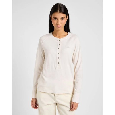 тениска,дамски,тениски,lee,raglan,henley,long,sleeve,t,shirt,ecru,heather,(white)
