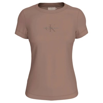 тениска,дамски,тениски,calvin,klein,monologo,short,sleeve,t,shirt,taupe,gray,(brown)