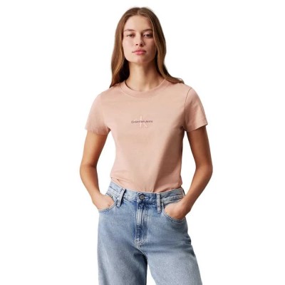 тениска,дамски,тениски,calvin,klein,monologo,short,sleeve,t,shirt,beige,(tuscany)