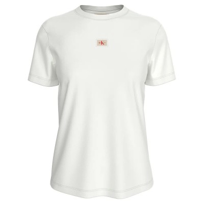 тениска,дамски,тениски,calvin,klein,woven,label,short,sleeve,t,shirt,bright,white,(white)