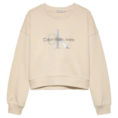 суичър,детски,блузи,calvin,klein,glitter,monologo,hoodie,beige