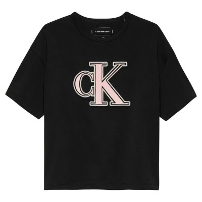 тениска,детски,тениски,calvin,klein,monogram,flock,boxy,short,sleeve,t,shirt,black