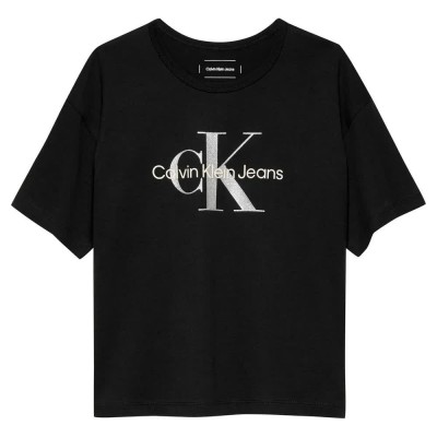 тениска,детски,тениски,calvin,klein,monologo,glitter,short,sleeve,t,shirt,ck,black,(black)