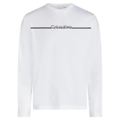 тениска,мъжки,тениски,calvin,klein,split,line,logo,long,sleeve,t,shirt,white