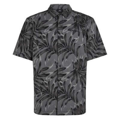 риза,с,къс,ръкав,мъжки,ризи,o´neill,print,short,sleeve,shirt,black,dipped,leaves,(grey)