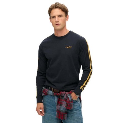 тениска,мъжки,тениски,superdry,essential,logo,retro,st,long,sleeve,t,shirt,eclipse,navy,(black)