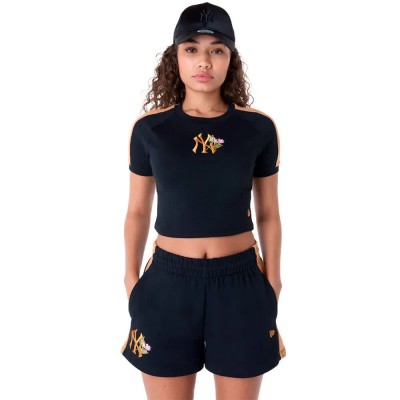тениска,дамски,тениски,new,era,mlb,floral,crop,new,york,yankees,short,sleeve,t,shirt,black,(blue)