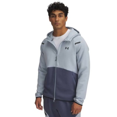 поларена,блуза,мъжки,пуловери,under,armour,unstoppable,fleece,full,zip,sweatshirt,harbor,blue,downpour,gray,black,(blue)