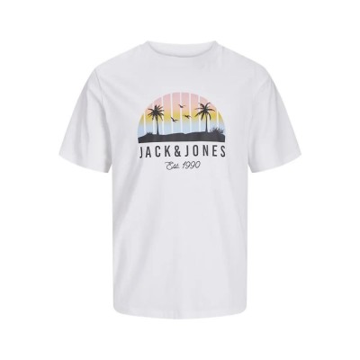 тениска,мъжки,тениски,jack,&,jones,palm,short,sleeve,t,shirt,white,(white)