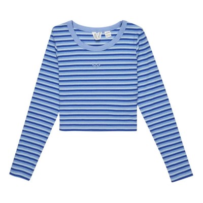 тениска,детски,тениски,roxy,hey,yeah,yeah,long,sleeve,t,shirt,blue,(dazzling,blue,party,wave,strip)