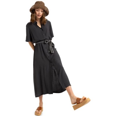 рокля,дамски,поли,и,рокли,roxy,island,escape,solid,short,sleeve,long,dress,black,(phantom)