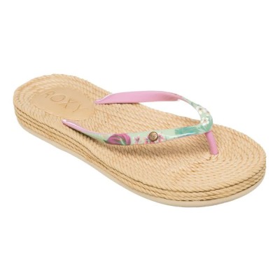 джапанки,дамски,сандали,и,чехли,roxy,south,beach,iii,flip,flops,beige,(green,pink)