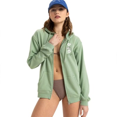 блуза,дамски,блузи,roxy,surf,stoked,terry,full,zip,sweatshirt,basil,(green)