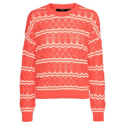 блуза,дамски,пуловери,дамски,плетени,дрехи,vero,moda,bella,sweater,red,(dubarry,stripes,birch)