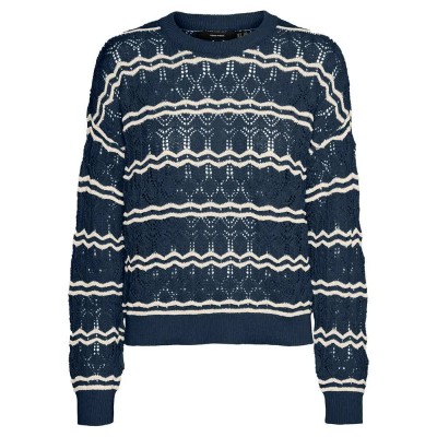 сако,дамски,пуловери,дамски,плетени,дрехи,vero,moda,bella,sweater,navy,blazer,stripes,birch,(blue)