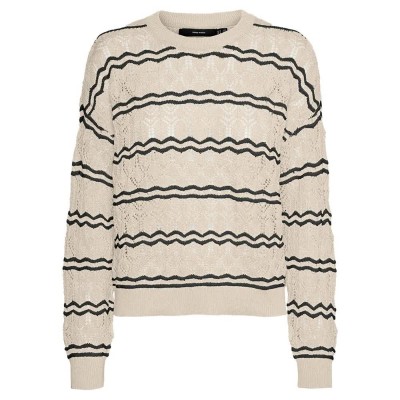 блуза,дамски,пуловери,дамски,плетени,дрехи,vero,moda,bella,sweater,birch,stripes,black,(beige)