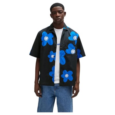 риза,с,къс,ръкав,мъжки,ризи,hugo,eligino,01,blue,short,sleeve,shirt,black