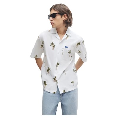 риза,с,къс,ръкав,мъжки,ризи,hugo,eligino,01,blue,short,sleeve,shirt,white