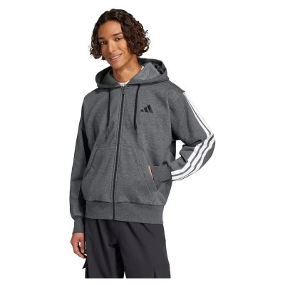 поларена,блуза,мъжки,пуловери,adidas,essentials,3,stripes,fleece,full,zip,sweatshirt,grey,(dark,grey,heather,black)