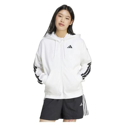 поларена,блуза,дамски,блузи,adidas,essentials,3,stripes,fleece,full,zip,sweatshirt,white