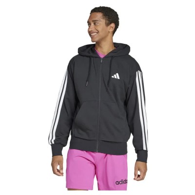 блуза,мъжки,пуловери,adidas,essentials,3,stripes,french,terry,full,zip,sweatshirt,black,white,(black)
