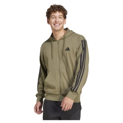 блуза,мъжки,пуловери,adidas,essentials,3,stripes,french,terry,full,zip,sweatshirt,olive,strata,black,(green)