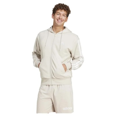 блуза,мъжки,пуловери,adidas,essentials,3,stripes,french,terry,full,zip,sweatshirt,beige,(wonder,alumina,white)