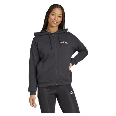 блуза,дамски,блузи,adidas,essentials,linear,french,terry,full,zip,sweatshirt,black,white,(black)