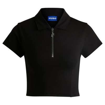 дамски,блузи,с,яка,hugo,dastaja,01,short,sleeve,polo,black