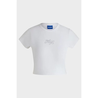 тениска,дамски,тениски,hugo,dome,01,blue,short,sleeve,t,shirt,white