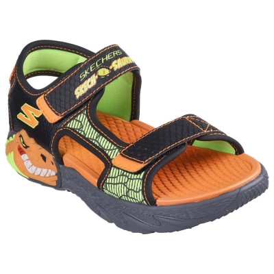 сандали,детски,сандали,и,чехли,skechers,creature,splash,sandals,orange,black,(black,synthetic,orange,lime,trim)